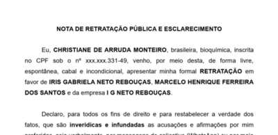 Monteiro retrata acusações contra Iris Rebouças e Marcelo Santos