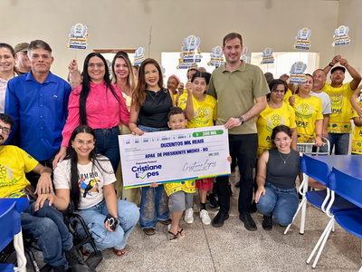 Cristiane Lopes destina 200 mil para APAE de Presidente Medici
