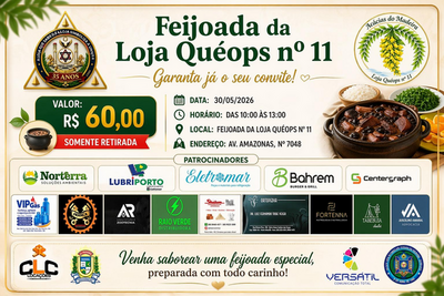 Feijoada da Loja Queops 11 em Porto Velho dia 30 de maio