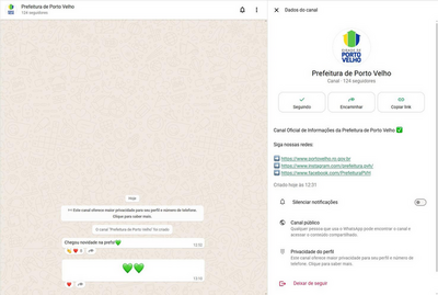 Prefeitura de Porto Velho lança canal oficial no WhatsApp para comunicação direta